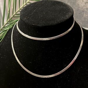 Claire’s silver tone smooth snake chain necklace 14” wearable length